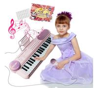 Piano Rose à 37 Touches pour Enfants 2 3 4 5, Clavier Électronique avec Microphone, Instrument de Musique Éducatif Portable pour Les Filles, Cadeaux d'anniversaire de Noël