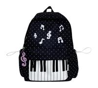 Piano-Themed Backpack Large Capacity Casual Daypack Trendy Preppy Rucksack for College and Travel