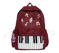 Piano-Themed Backpack Large Capacity Casual Daypack Trendy Preppy Rucksack for College and Travel