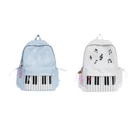 Piano-Themed Backpack Large Capacity Casual Daypack Trendy Preppy Rucksack for College and Travel
