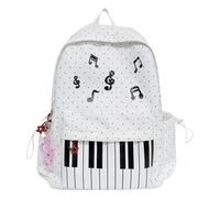 Piano-Themed Backpack Large Capacity Casual Daypack Trendy Preppy Rucksack for College and Travel