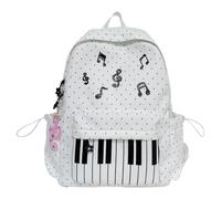 Piano-Themed Backpack Large Capacity Casual Daypack Trendy Preppy Rucksack for College and Travel