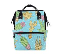 Piante Di Cactus Blu Senza Soluzione Di Continuità Sac à Langer Sac à Dos Grande Capacité Multifonction Sac à Couches pour Voyage Maman Femme Papa