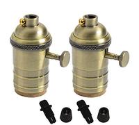PIANUO Douille Culot de Lampe avec Interrupteur en Cuivre Laiton Vintage Support pour Rétro Edison Style Ampule E27 Lot de 2 - Couleur Bronze