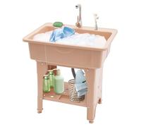 PIAOCAIYIN Évier utilitaire - Bac à linge multifonction et spacieux - Lavabo autonome avec étagère de rangement - Évier incliné spacieux pour buanderie, garage, café