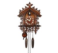 PIAOPIAO Horloge à Coucou de la Forêt-Noire sculptée - Scène de Maison en Bois - Horloge à Coucou Originale avec Appel à Coucou - Convient pour Salon, Chambre à Coucher (Petit)