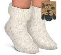 Piarini Chaussettes en ABS pour enfant - 1 paire - Chaussettes d'hiver - Chaussettes norvégiennes avec intérieur en tissu éponge, gris clair, 23-26