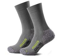 Piarini Coolmax Lot de 2 paires de chaussettes de randonnée longues Noir/anthracite/bleu pétrole Taille 35-38 39-42 43-46 47-50 - Gris - Taille 39-42
