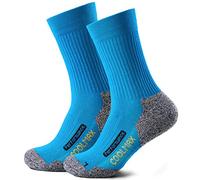Piarini Lot de 2 paires de chaussettes de randonnée Coolmax longues - Chaussettes fonctionnelles rembourrées, pétrole, 35-38