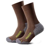 Piarini Lot de 2 paires de chaussettes de randonnée Coolmax longues - Chaussettes fonctionnelles rembourrées, marron, 39-42
