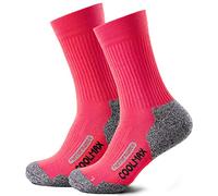 Piarini Lot de 2 paires de chaussettes de randonnée Coolmax longues - Chaussettes fonctionnelles rembourrées, Rose, 39-42