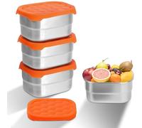 Piashow 3PCS Petite Boite Inox Alimentaire, Récipient Sauce Vinaigrette, Boite Gouter Inox avec Couvercles en Silicone, Boîtes de Conservation 230 ml, pour Pique-niquer,Ecole,Voyager