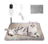 Piashow Couverture chauffante pour chat, coussin chauffant électrique pour animal de compagnie, 9 niveaux de température (35 à 46 °C) et 4 minuteurs intelligents (2/4/8/12 H), étanche, ignifuge, avec