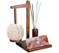 Piashow Dérouleur de laine, support de bobine de fil, rotatif à 360°, multifonction, en bois, attraction magnétique, avec rangement et support pour téléphone portable