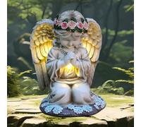 Piashow Statues de jardin solaires - Ange en prière - Lampe solaire - Ange de prière - Figurines d'ange gardien LED - Lanterne funéraire - Figurine d'ange prière - Sculpture pour pelouse, cour,