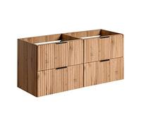 PIASKI ADEL Oak Meuble de lavabo double 120 cm avec plan de travail ou lavabo encastré Meuble de salle de bain suspendu