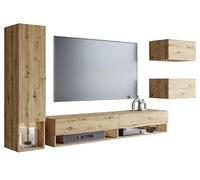 PIASKI Amadeo Ensemble de meubles de salon avec éclairage LED en option Couleur chêne Artisan avec éclairage LED