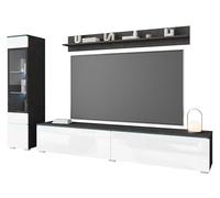PIASKI Ensemble de Meubles de Salon Vera I, Éclairage LED Optionnel, Ensemble de Meubles de Salon, Différentes Couleurs (Matera/Blanc Brillant, Sans Éclairage LED)