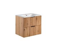 PIASKI Meuble de lavabo 60 cm ADEL Oak, avec plan de travail ou encastré, suspendu, meubles de salle de bain