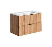 PIASKI Meuble de lavabo 80 cm ADEL Oak, meuble de lavabo avec plan de travail ou lavabo encastré, meuble de lavabo suspendu, meubles de salle de bain (avec lavabo)