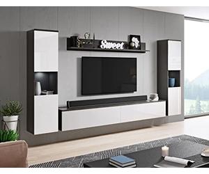 PIASKI Paris XL Ensemble de meubles de salon avec éclairage LED en option Matera/Blanc