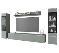 Piaski Vera II Ensemble de meubles de salon avec éclairage LED en option, disponible en plusieurs coloris (Vert Neige, sans éclairage LED)