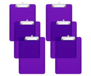 Piasoenc Lot de 6 planchettes à pinces en plastique translucide avec profil bas, porte-bloc violet avec règle, porte-bloc de bureau, fournitures scolaires, format lettre 31,8 x 22,9 cm, violet