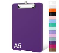 Piasoenc Petit porte-bloc avec rangement, porte-bloc A5 avec porte-stylo, porte-bloc en plastique avec clip discret pour infirmières, enseignants, avocats, violet