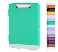 Piasoenc Porte-bloc avec rangement, porte-stylo et classeur légal A4, en plastique résistant, à ouverture latérale, clip à profil bas, pour infirmières, enseignants, juristes, Vert