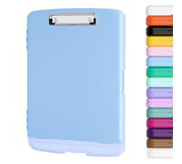 Piasoenc Porte-bloc avec rangement, porte-stylo et classeur légal A4, en plastique résistant, à ouverture latérale, clip à profil bas, pour infirmières, enseignants, juristes, Bleu