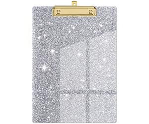 Piasoenc Porte-blocs en acrylique, Porte-blocs à paillettes, Porte-blocs format lettre standard, Format A4 12.5" x 9", Porte-blocs à confettis pour femmes, Gold Fournitures de bureau et accessoires