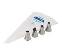 PIAZZA Set à gâteaux - Sac à douille professionnel 34 cm + 4 becs en acier inoxydable de 14 mm - Pour réaliser des décorations sur gâteaux, gâteaux et pâtisseries, sac réutilisable en nylon résistant