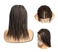 PIB #1B27 Perruque de 30,5 cm avec dentelle complète - Perruques tressées sans nœuds pour femmes noires - Perruque tressée faite à la main avec ligne de cheveux pré-épilée - Noir cassé et marron clair