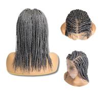 PIB Perruque de 30,5 cm avec dentelle complète - Perruques tressées sans nœuds pour femmes noires - Perruque tressée faite à la main avec ligne de cheveux pré-épilée - Gris #51