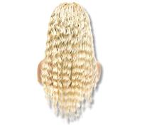 PIB Perruque tressée complète en dentelle - Micro boîte tressée avec ondulation profonde péruvienne - Tresses sans nœuds pour femmes noires - Perruque de cheveux bouclés de style bohème (#613 Blond