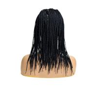 PIB Perruque tressée en dentelle complète de 30,5 cm, sans nœuds, raie carrée, pour femmes noires, tresses de boîte faites à la main avec cheveux de bébé naturels, noir foncé n°1