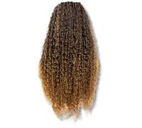 PIB Perruque tressée simple en dentelle complète de 66 cm - Micro Boho Water Wave Box tressée, perruques tressées sans nœuds pour femme noire, perruque de cheveux bouclés (#1B30 noir cassé et marron
