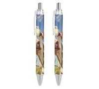 PIC 1 Lot de 2 stylos à bille à encre bleue avec motif vache pour bureau, école