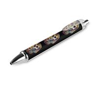 PIC 2 Stylo à bille rétractable avec tête de mort de pharaon égyptien - Encre noire - Pointe fine de 0,5 mm - Fournitures de bureau pour enseignants