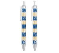 PIC 3 Lot de 2 stylos à bille rétractables avec drapeau de la Grèce - Encre noire - Fournitures de bureau personnalisées