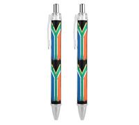 PIC 3 Lot de 2 stylos à bille rétractables avec motif drapeau des États-Unis et de l'Afrique du Sud Noir Pointe fine 0,5 mm