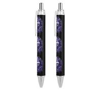 PIC 3 Lot de 2 stylos à bille rétractables Dark Dream Catcher Violet Loup Encre noire Pointe fine 0,5 mm Fournitures de bureau