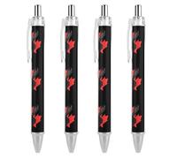 PIC 3 Lot de 4 stylos à bille rétractables à pointe fine de 0,5 mm, fournitures de bureau pour enseignants, motif élan avec drapeau du Canada