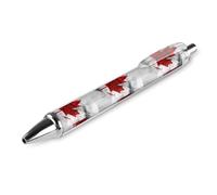 PIC 3 Stylo à bille rétractable avec motif drapeau du Canada avec pointe fine 0,5 mm