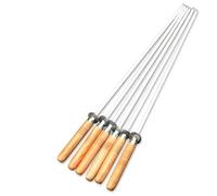 Pic A Brochette Brochettes de barbecue de 55 cm à long manche, bâtonnets à chiche-kebab, fourchette en bois, aiguilles en acier inoxydable for une utilisation en extérieur(6PCS 45cm)