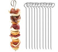 Pic a brochette Lot de 10 - Plaisir maximum pour les amateurs de viande et les végétariens - Made in Germany piques brochettes barbecue inox 210mm