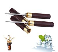 Pic à Glace en Acier Inoxydable, Pic à Glace Avec Manche en Bois,Set de 2 Pièces, Pour Faire de la Glace Dans la Cuisine, le Bar, le Barman, le Pique Nique, le Camping