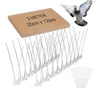 Pic Anti Pigeon Inoxydable 3M 12x25cm avec 24pcs Plastique Zip Attaches Anti-Oiseaux pour Effrayer Pigeons Moineaux Corbeaux Chats Respectueux des Animaux Pic Anti Oiseaux