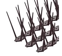 Pic Anti-Pigeons pour Balcon, Jardin & Clôture, 33cm x 12 PCS = 3,96m Marron, Dissuasion pour Pigeons en Plastique, Dissuasion à 3 Rangs Contre Les Pigeons, Chats, Moineaux