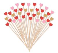 Pic Cocktail Cœur, 200pcs Brochette Cœur, Coeur Baton, Pique Aperitif Coeur, Cure Dent Coeur, Adapté aux Fêtes de la Saint-Valentin, aux Fêtes d'Anniversaire et aux Mariages(Rouge+Rose+Jaune)